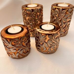 4 Pack Small & Medium Ceramic Pillar Tea Light T-light Tealight Candle Holders